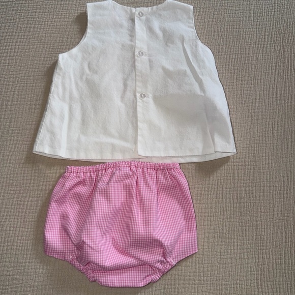 White and Pink Kids Sleeveless Top and Bloomers Set - Picture 2 of 3